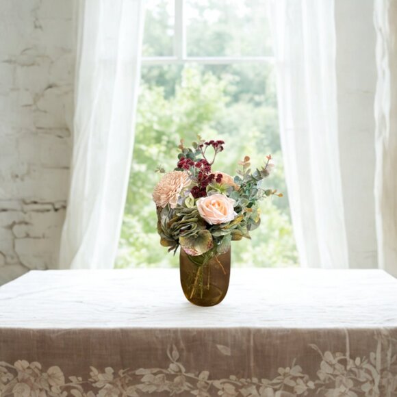 Farmhouse Wood Floral Arrangement in Mason Jar  w/ LED Lights – Home Décor - Picture 13 of 13